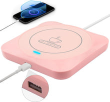 Load image into Gallery viewer, USB Coffee Mug Warmer: Candle Wax Warmer Smart Electric Cup Warmer Charge for Phone Home Desk Office Use Beverage Heating Plate with Gravity Switch for Hot Cocoa Milk Tea Water Pink