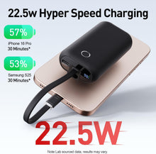 Load image into Gallery viewer, Mini Portable Charger 10,000mAh, 22.5W USB-C Fast Charging Power Bank with Built-in Cable