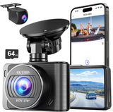 Dash Camera, 4K/1080p Dash Camera Front and Rear, Built-in 5GWiFi, Dash Cam with 64GB SD Card, Full HD 2.0” IPS Screen, for App Control, G-Sensor