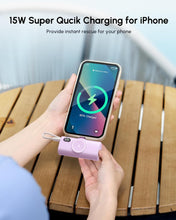 Load image into Gallery viewer, Mini Purple Power Bank with USB C,100g 5000mah Small Portable Charger for iPhone 14 Plus/14/14 Pro Max,Battery Pack with Digital Display