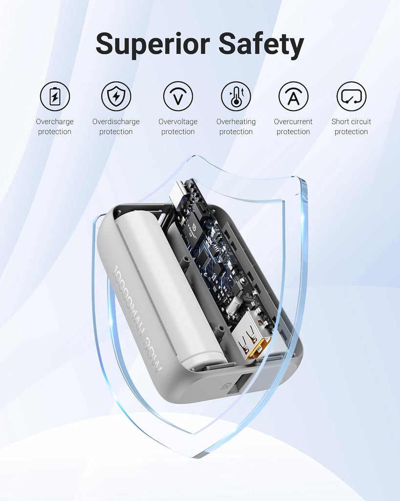 Portable Charger, Slim 10000mAh 5V/3A Power Bank, USB C in&Out High-Speed Charging Battery Pack