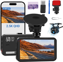 Load image into Gallery viewer, Dash Cam Front and Rear, Dash Camera for Cars WiFi/APP Control Dual Dashcam W/ 64GB Card