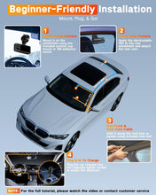 Load image into Gallery viewer, 4K UHD 3 Channel Dash Cam Front and Rear Inside, Free 64GB Card Included, 360° Wide-Angle Full-View Dash Camera for Cars with Night Vision, 24H Parking Mode