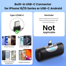 Load image into Gallery viewer, Mini Portable Charger for iPhone 17/16/15 Series,Upgraded 5500mAh PD Fast Charging USB-C Power Bank