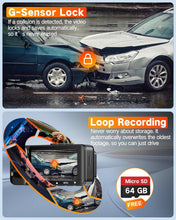Load image into Gallery viewer, 4K UHD 3 Channel Dash Cam Front and Rear Inside, Free 64GB Card Included, 360° Wide-Angle Full-View Dash Camera for Cars with Night Vision, 24H Parking Mode